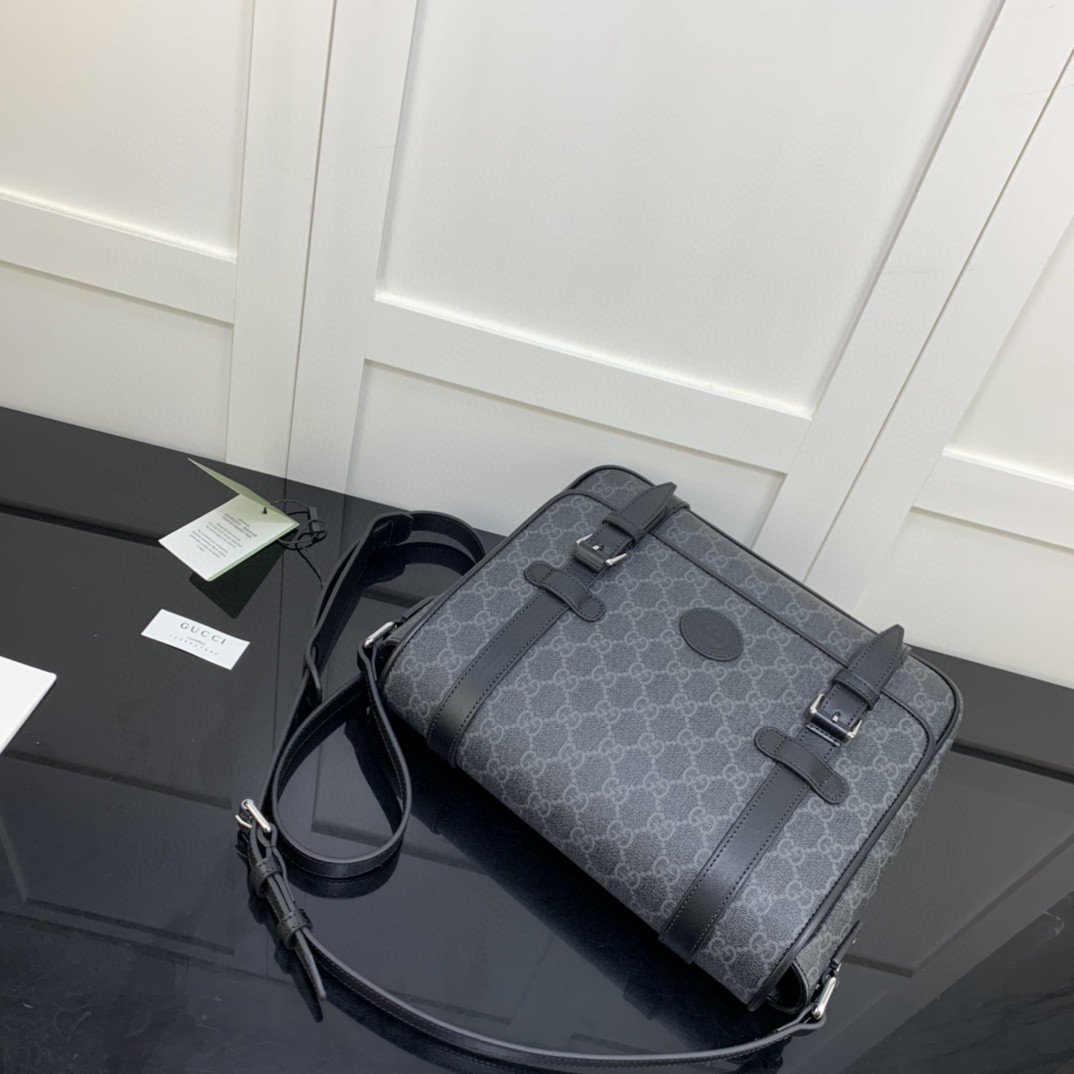 Gvc*1 Messenger Bag Black For Men 11in/28cm GG 658542 KGDHN 1000