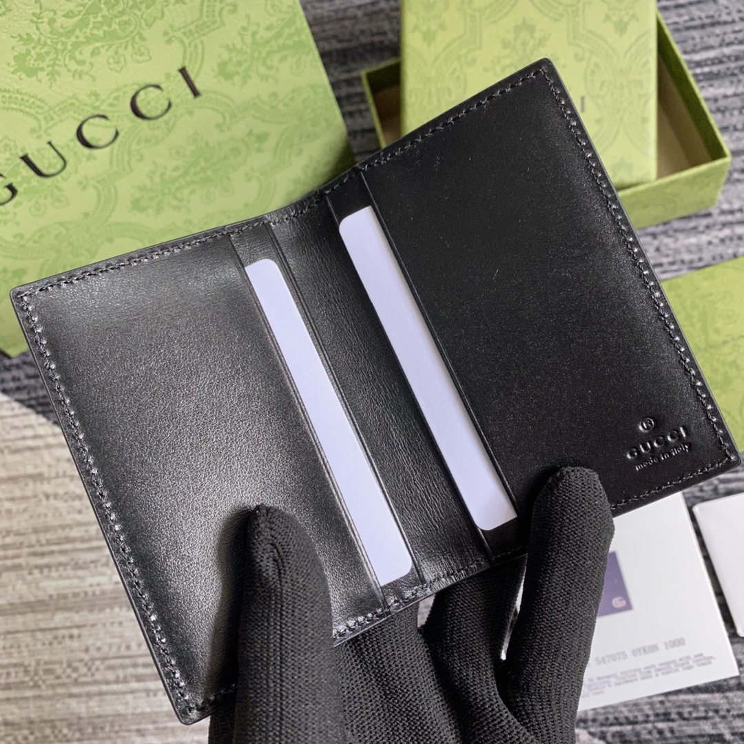 Gvc*1 GG Marmont Card Case Black with Silver Hardware 4.5in/11cm GG 428737 0YK0N 1000