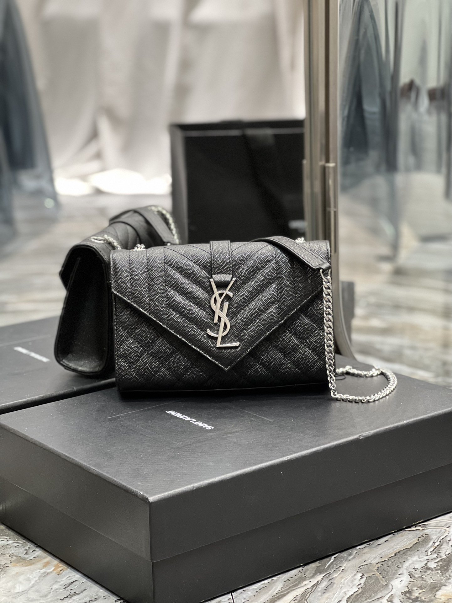 Sa1nt Lau*nt Small Bag Black In Mix Matelasse For Women 8.2in/21cm Y51 600195BOW921000