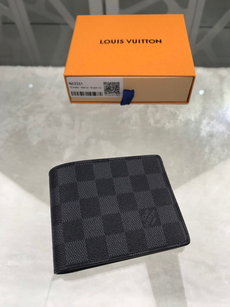 L0vis Vvtt0n Slender Wallet Damier Graphite Canvas For Men, Men’s Wallet 4.3in/11cm LV N63261