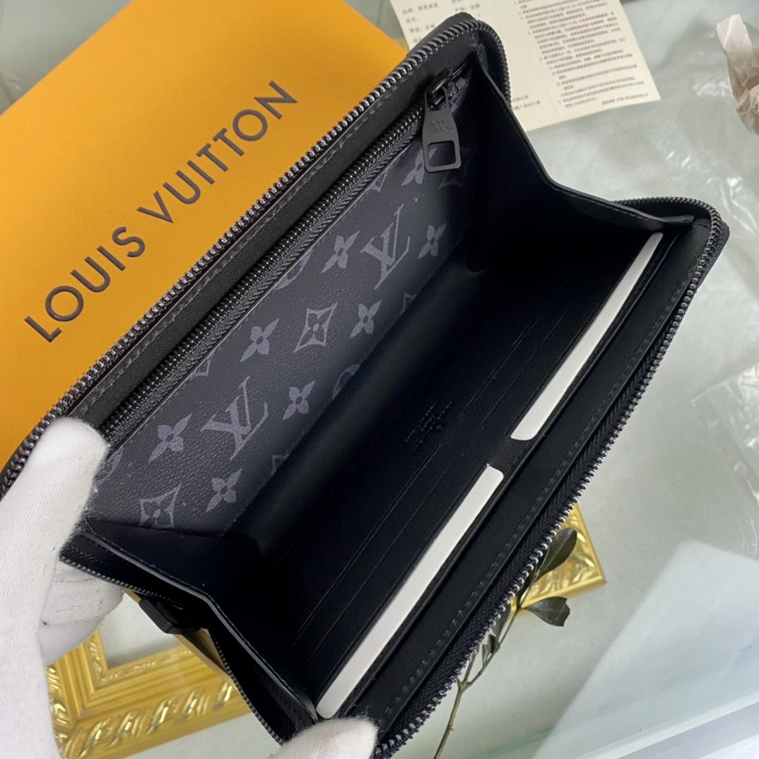 L0vis Vvtt0n Zippy Wallet Trunk Monogram Eclipse For Men, Men’s Wallet 7.7in/19.5cm LV M80558