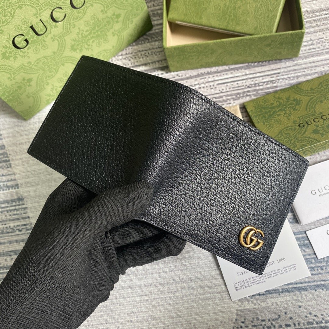 Gvc*1 Marmont Bi-Fold Wallet Black For Men 4.3in/11cm GG 428727 DJ20T 1000