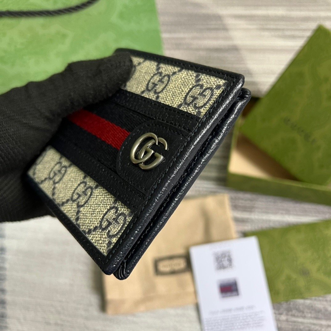 Gvc*1 Ophidia GG Wallet Beige and Blue For Men 4.3in/11cm GG 597606 96IWN 4076