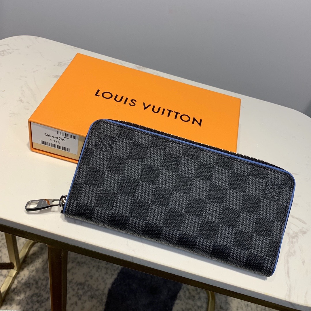 L0vis Vvtt0n Zippy Wallet Vertical Wallet Damier Graphite Canvas For Men, Men’s Wallet 7.9in/20cm LV