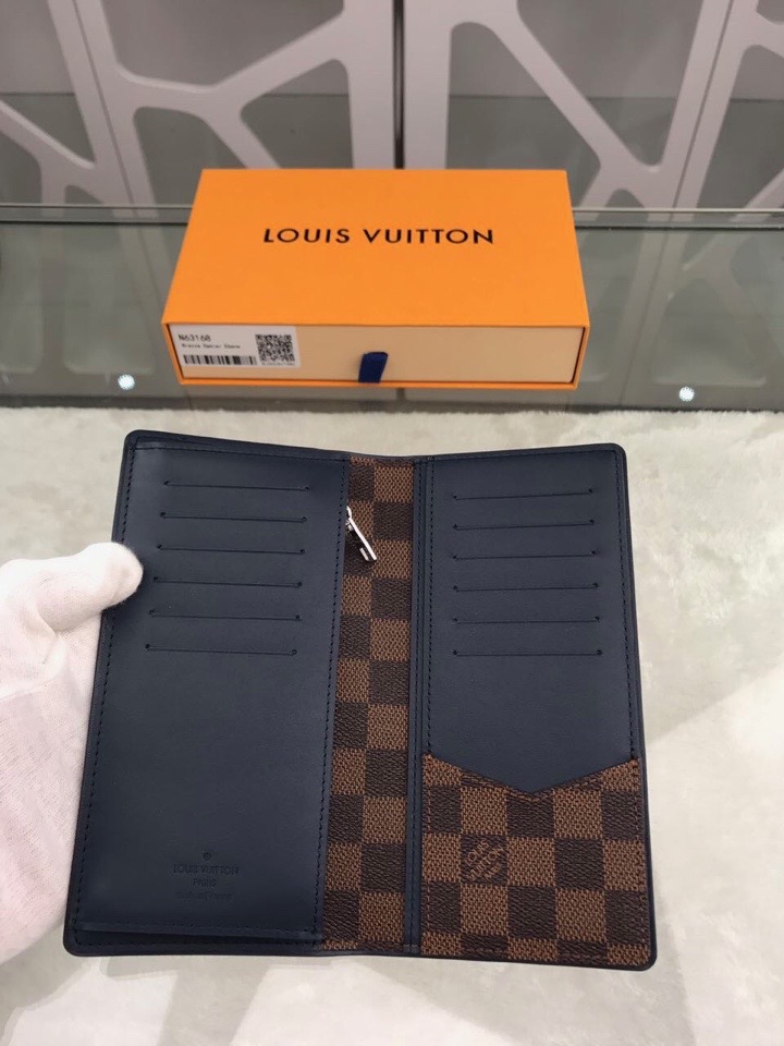 L0vis Vvtt0n Brazza Wallet Damier Ebene Canvas For Men, Men’s Wallet 7.5in/19cm LV