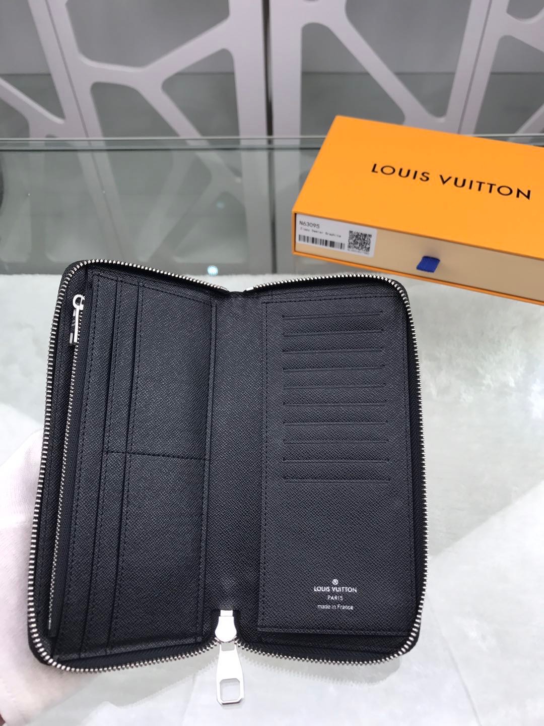 L0vis Vvtt0n Zippy Wallet Vertical Damier Graphite Canvas For Men, Men’s Wallet 7.9in/20cm LV N63095