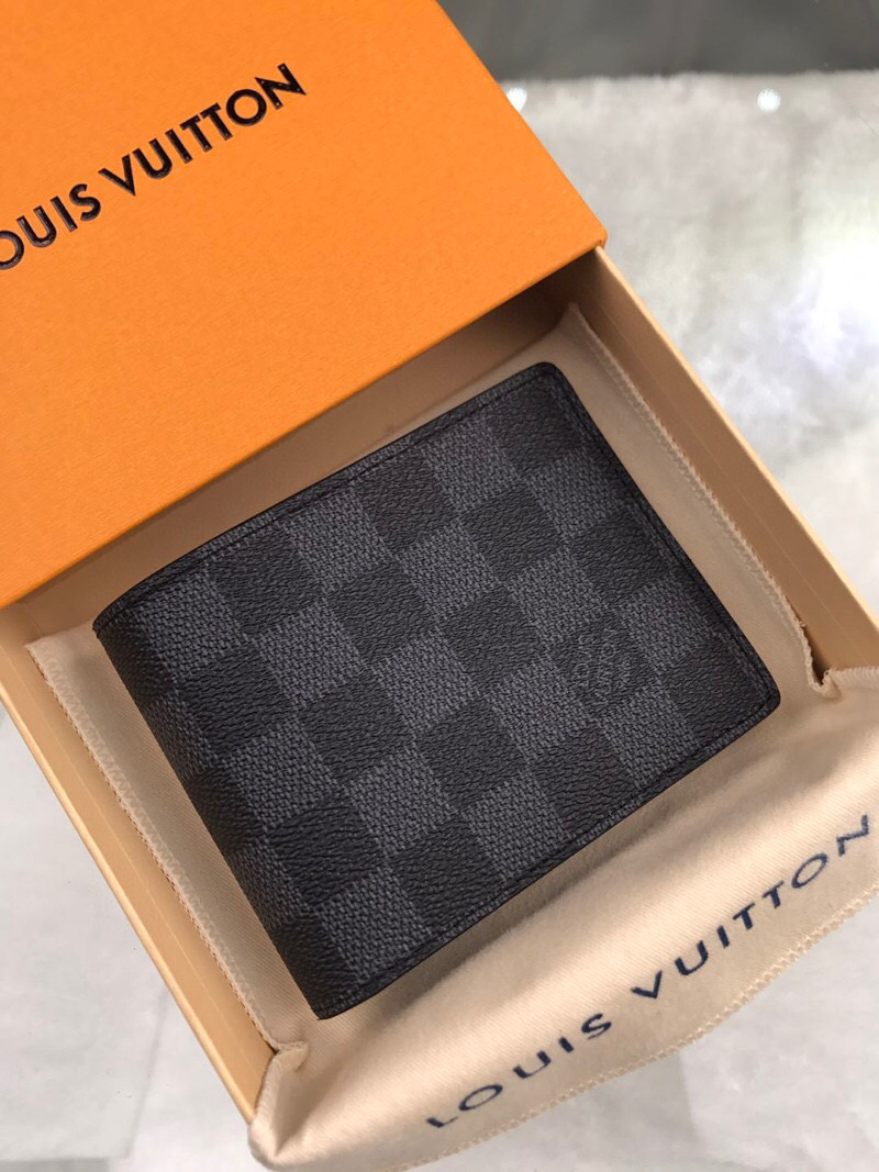 L0vis Vvtt0n Slender Wallet Damier Graphite Canvas For Men, Men’s Wallet 4.3in/11cm LV N63261