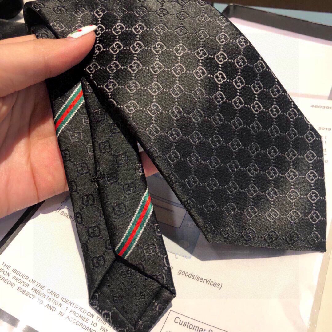 Gvc*1 GG Pattern Silk Tie Black GG Men Tie 456520 4B002 1000