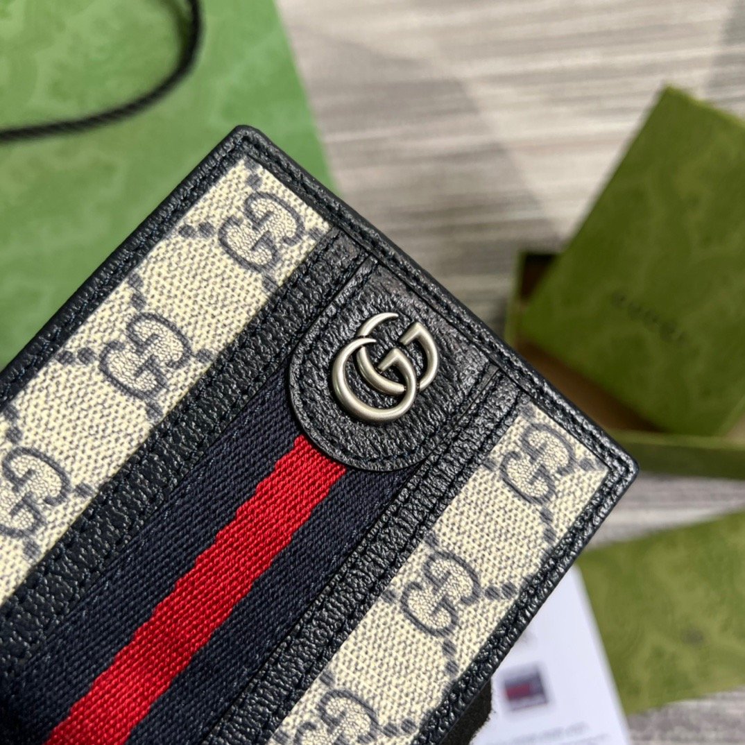 Gvc*1 Ophidia GG Wallet Beige and Blue For Men 4.3in/11cm GG 597606 96IWN 4076