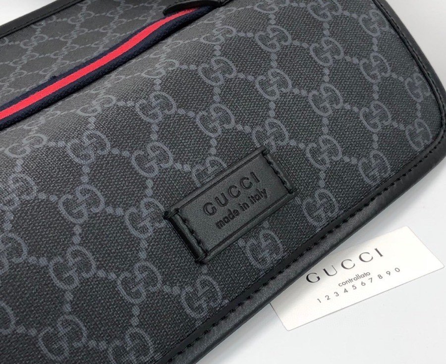 Gvc*1 GG Black Belt Bag Black/Grey GG Svp*me Canvas With Black For Men 9in/24cm GG ‎598113 K5RLN 1095