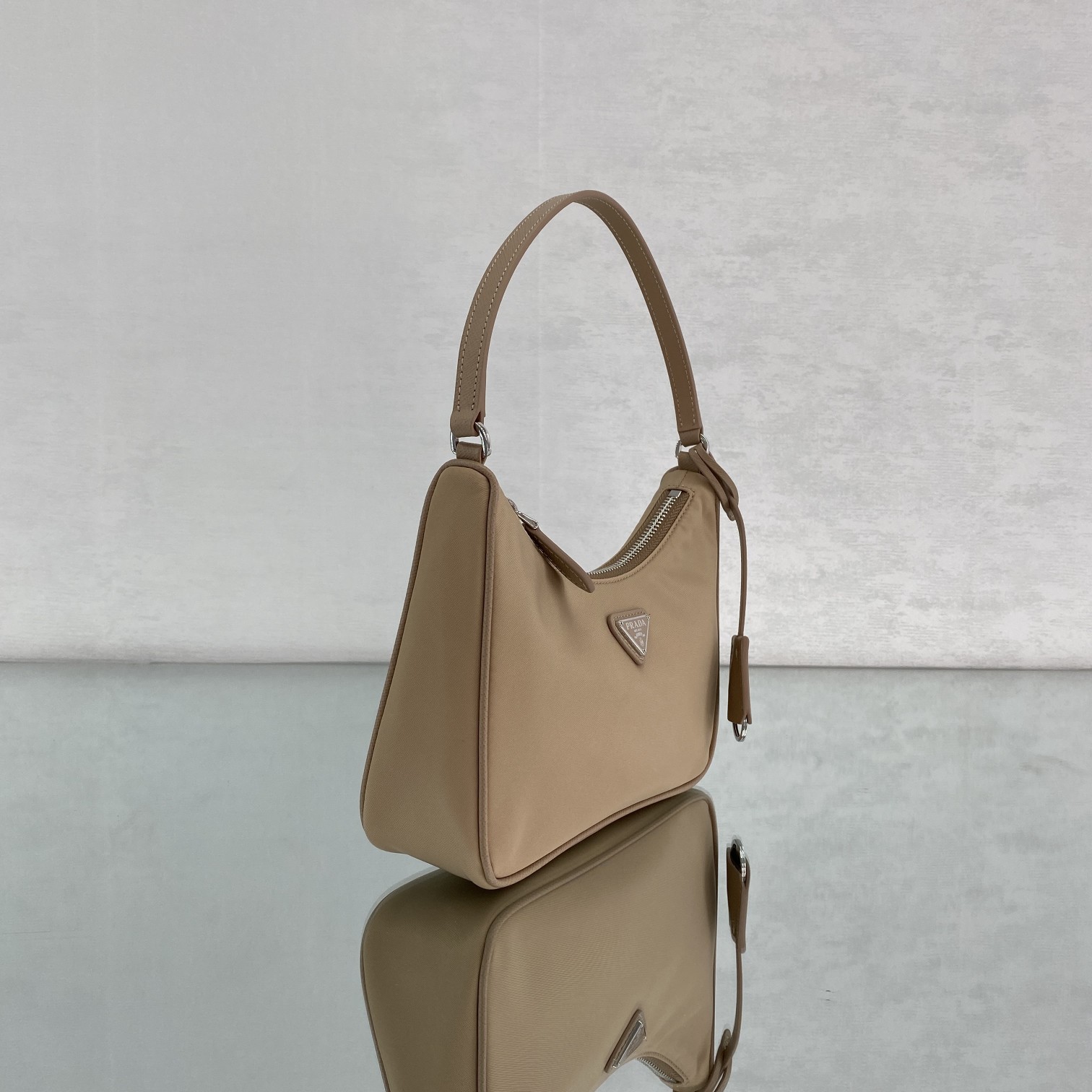 Pra*a Re-Edition 2005 Saffiano Leather Bag Beige For Women, Women’s Bags 8.6in/22cm