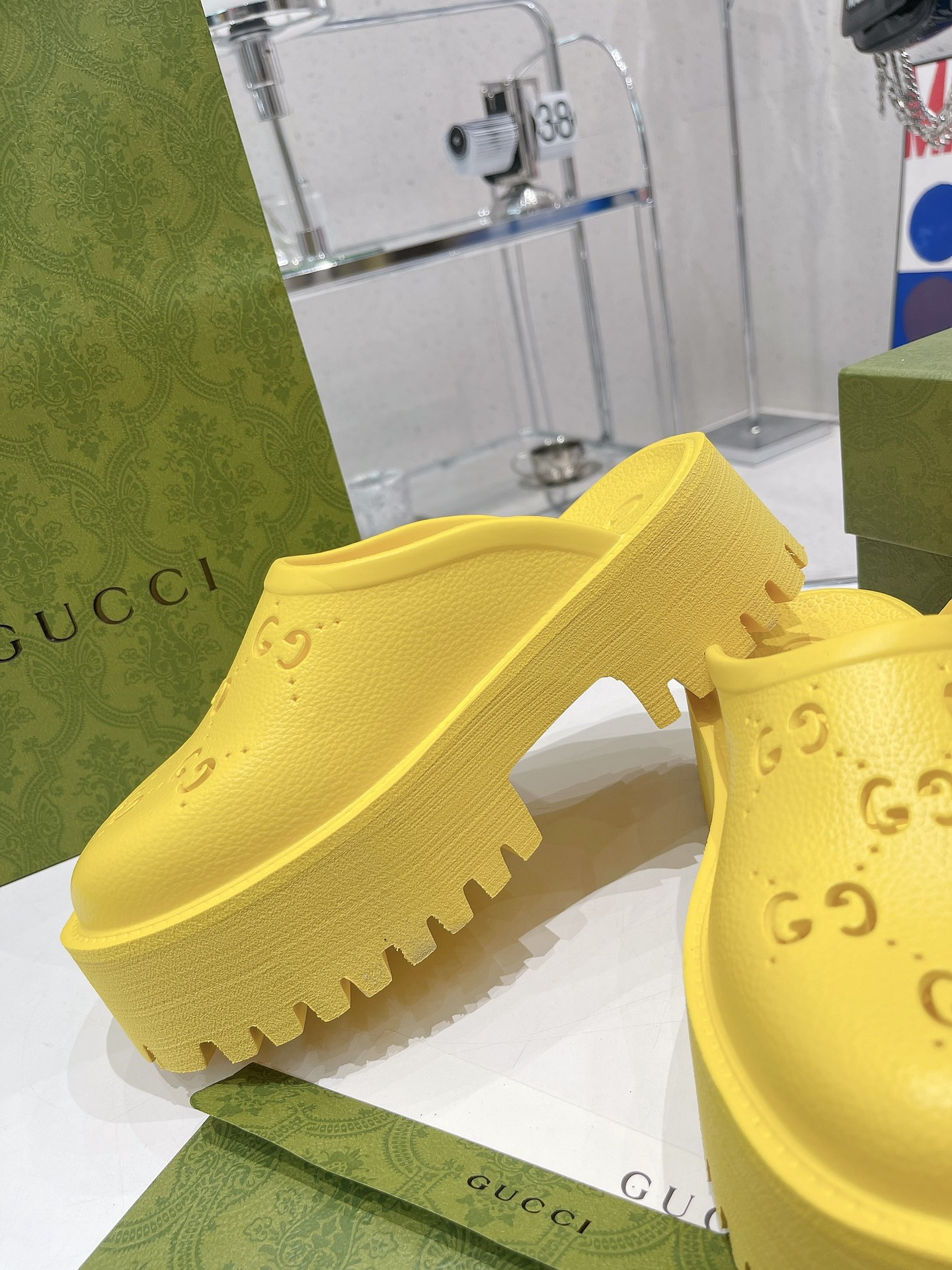 Gvc*1 Women’s Platform Perforated G Sandal Yellow For Women GG