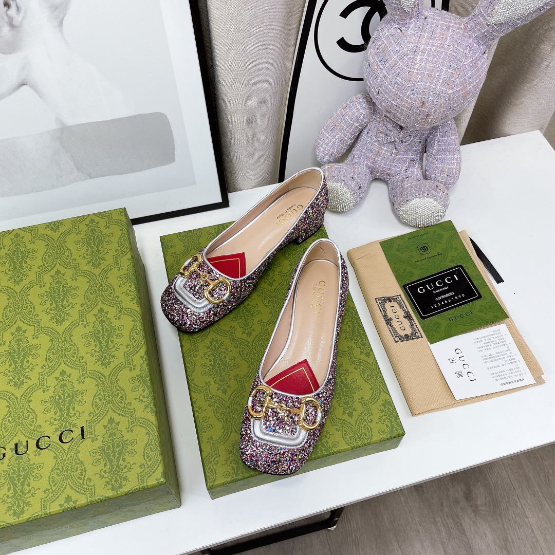 Gvc*1 Lovelight Crystal Ballet Flat With Horsebit Multicolor For Women GG 707703 KSP20 8461