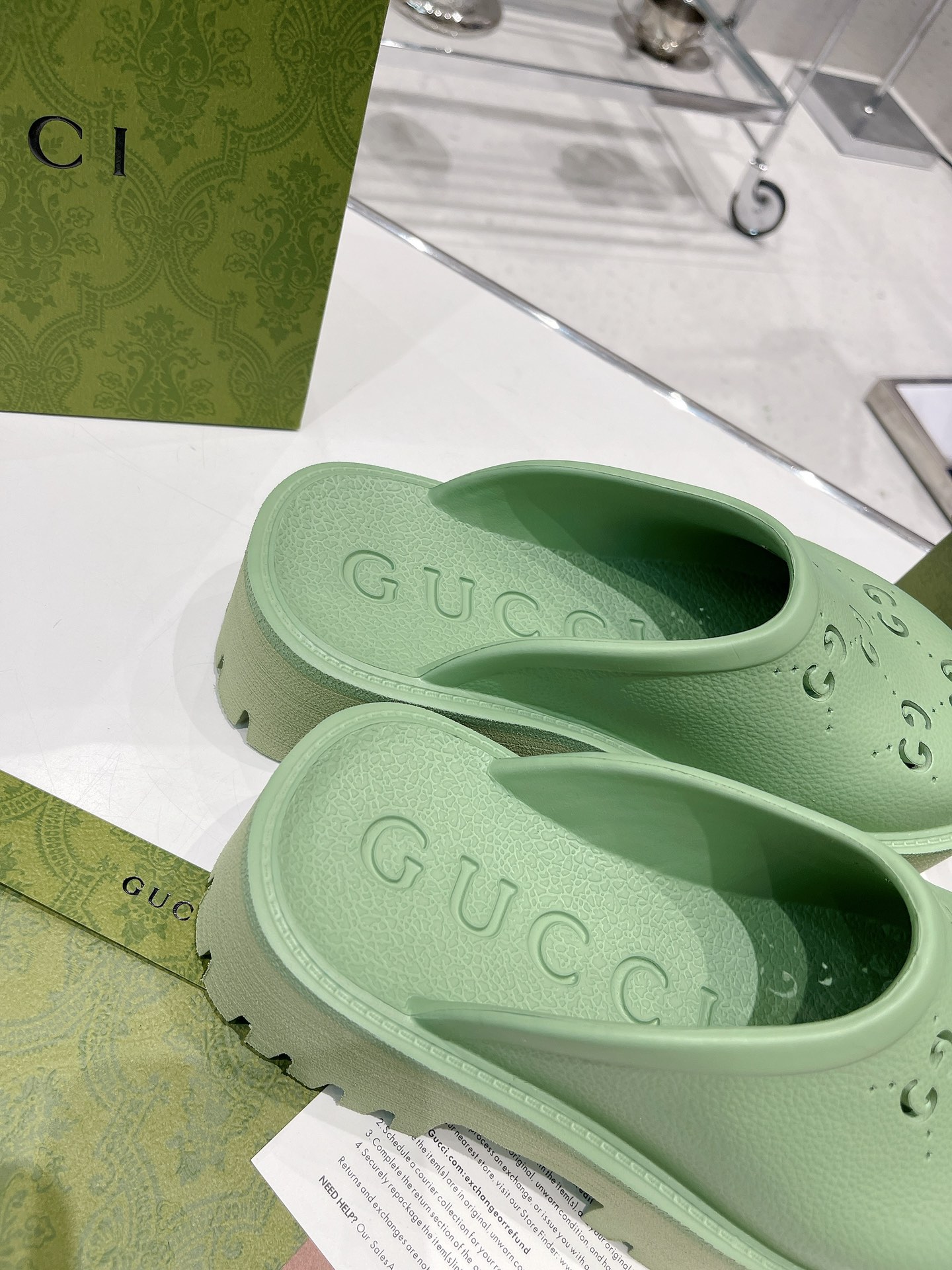 Gvc*1 Women’s Platform Perforated G Sandal Green For Women GG