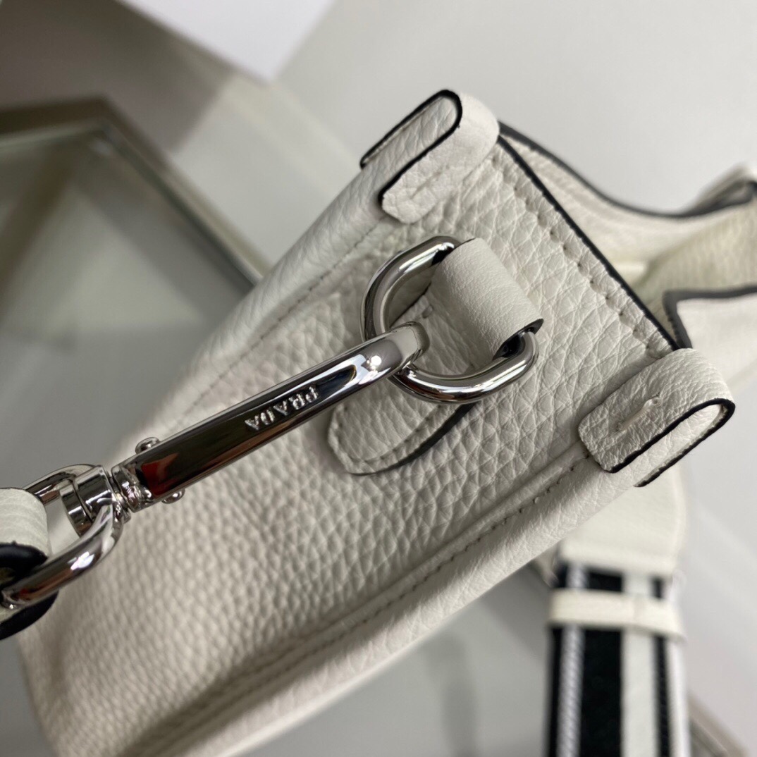 Pra*a Mini Shoulder Bag White For Women, Women’s Bags 7.9in/20cm
