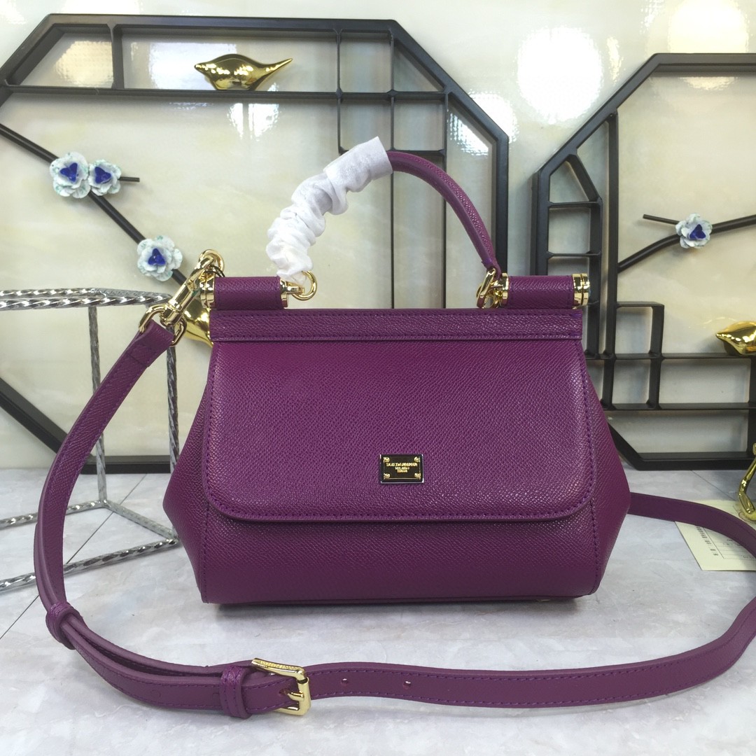Dolce & Gabbana Medium Sicily Handbag In Dauphine Violet For Women 10.2in/26cm DG