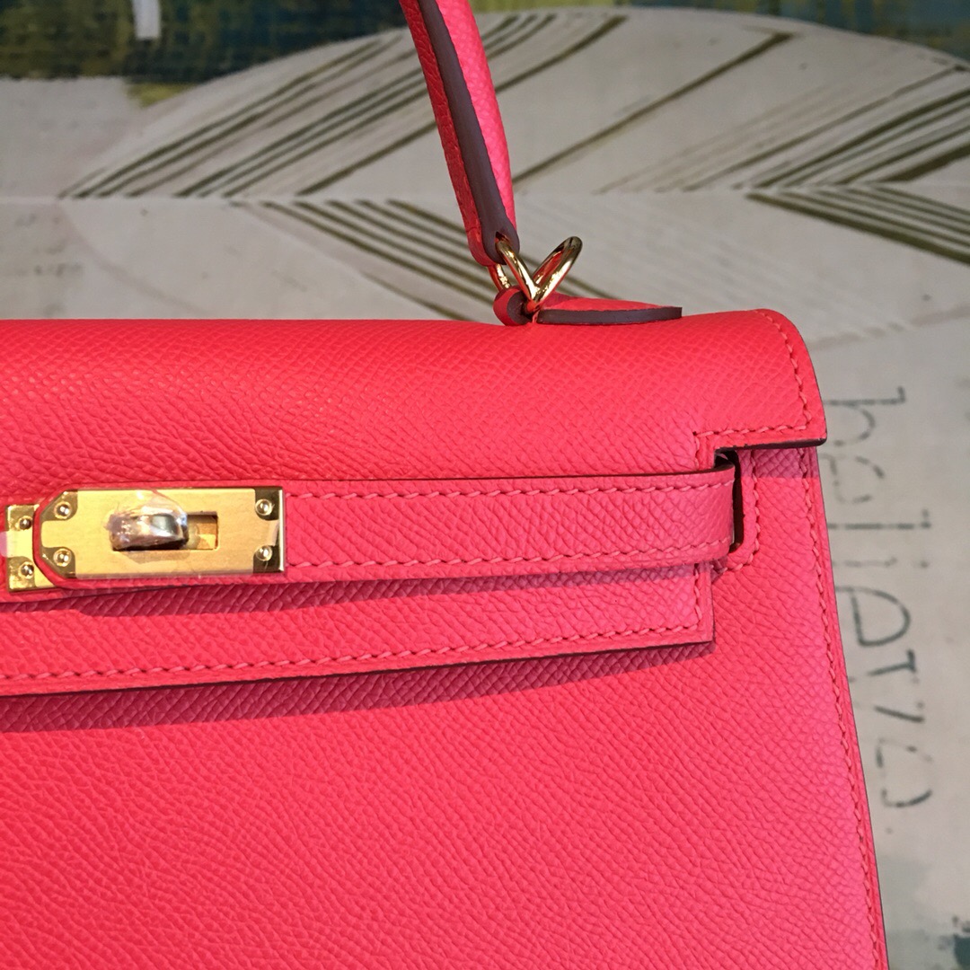 H**me5 Kelly Red For Women Gold Toned Hardware 10in/25cm
