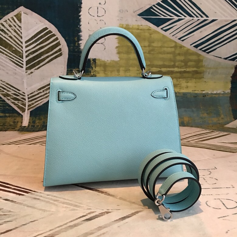 H**me5 Kelly Light Blue For Women Silver Toned Hardware 10in/25cm
