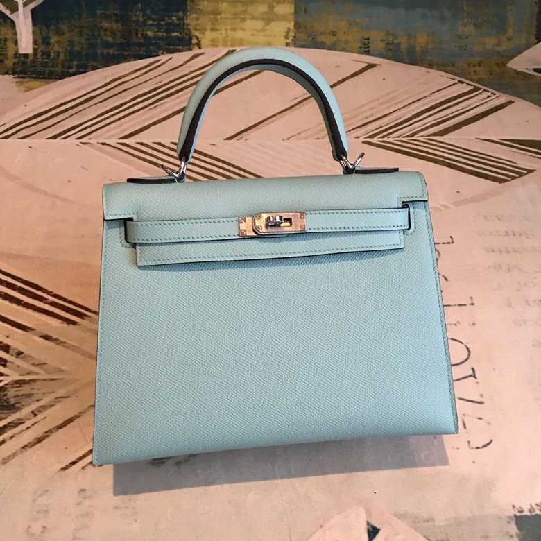 H**me5 Kelly Light Blue For Women Silver Toned Hardware 10in/25cm