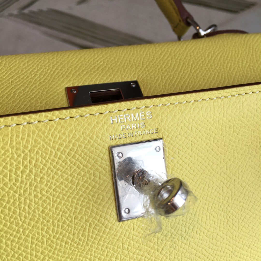 H**me5 Kelly Light Yellow For Women Silver Toned Hardware 10in/25cm