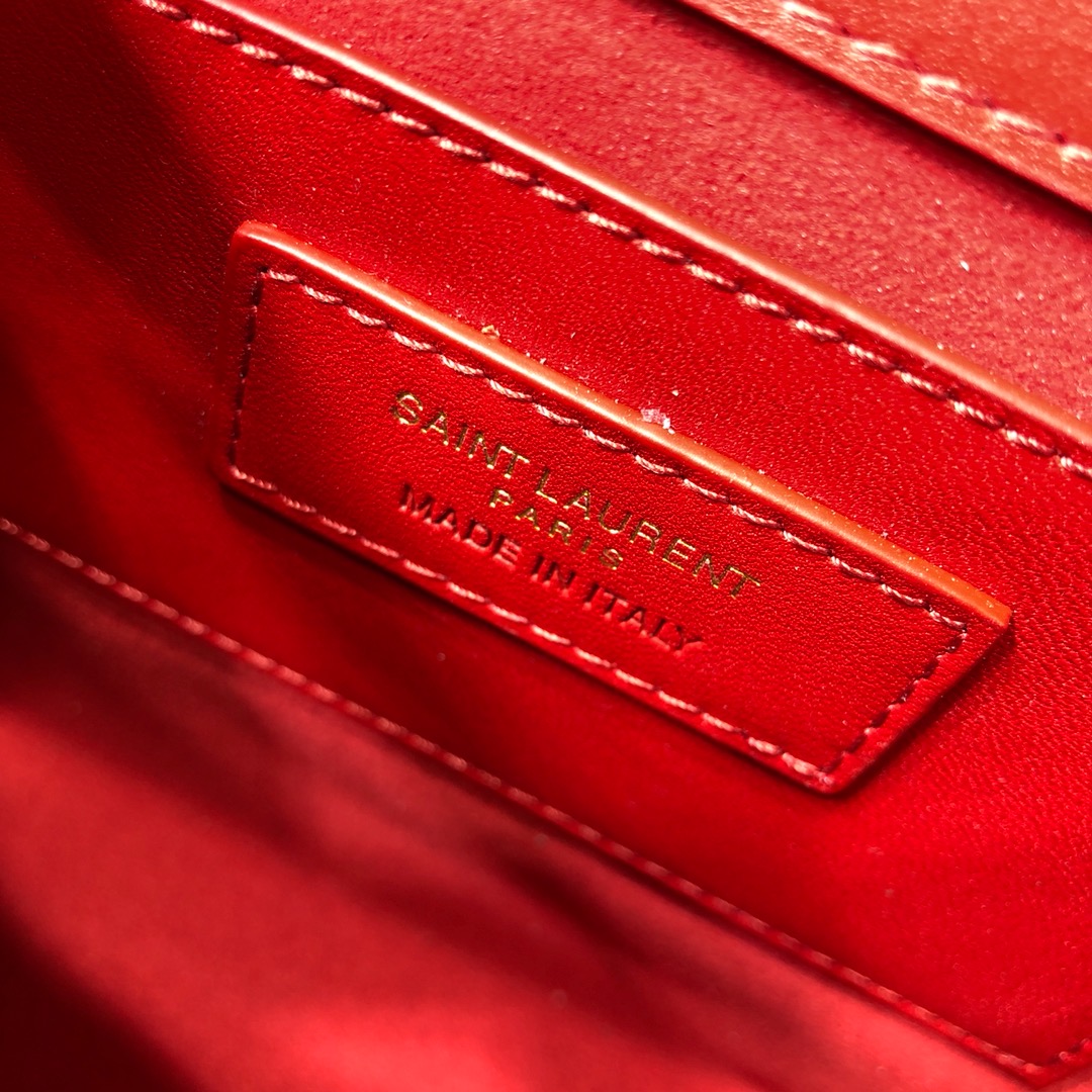 Sa1nt Lau*nt Kate Medium Chain Bag With Tassel In Grain De Poudre Red For Women 9.4in/24cm Y51