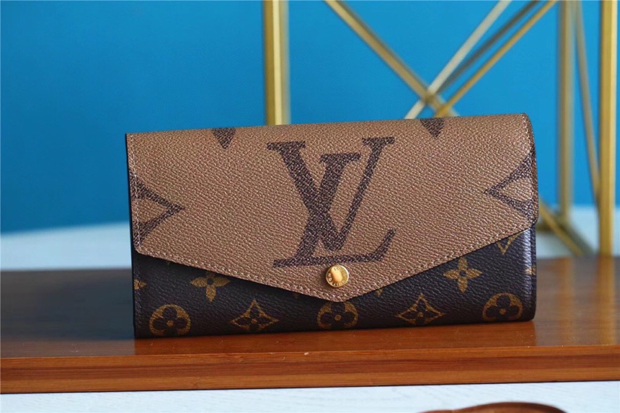 L0vis Vvtt0n Sarah Wallet Monogram and Monogram Reverse Canvas For Women, Women’s Wallets 7.5in/19cm LV M80726