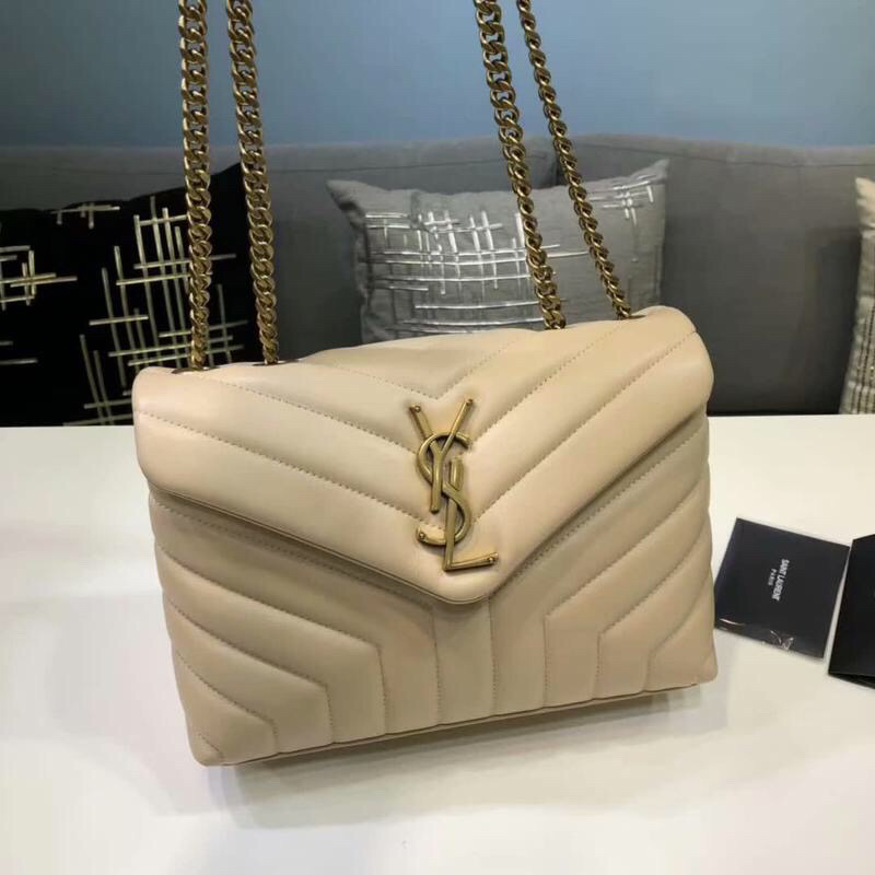Sa1nt Lau*nt Loulou Small Chain Bag In Matelassé “Y” Beige For Women 9.8in/23cm Y51 494699DV7272721