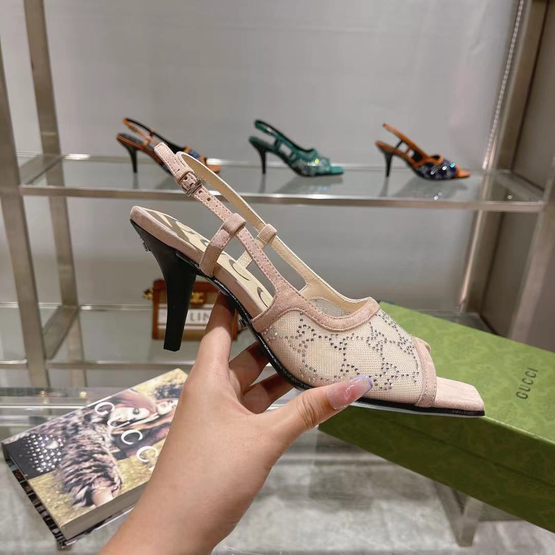 Gvc*1 Women’s GG Slingback Mid-Heel Pump Beige For Women GG