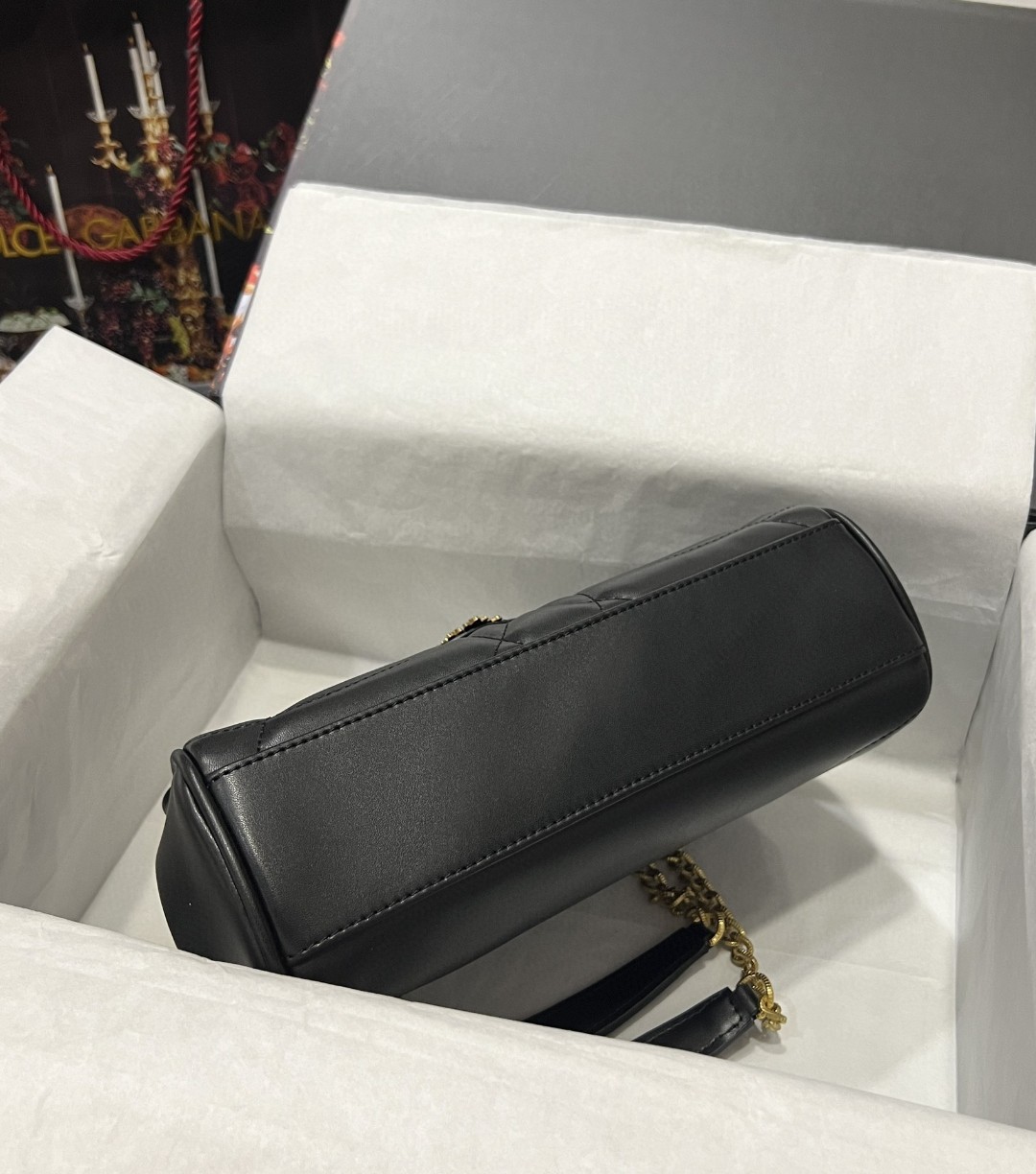 Dolce & Gabbana Large Devotion Shoulder Bag In Quilted Nappa Black For Women 11.4in/29cm DG