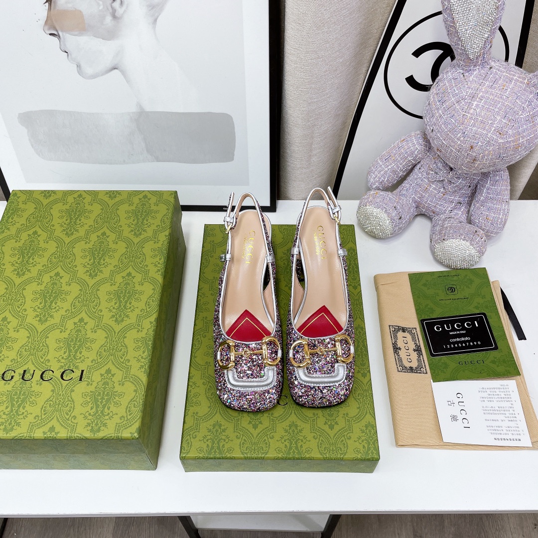 Gvc*1 Lovelight Slingback Mid-Heel With Horsebit Multicolor For Women GG 707702 KSP20 8461