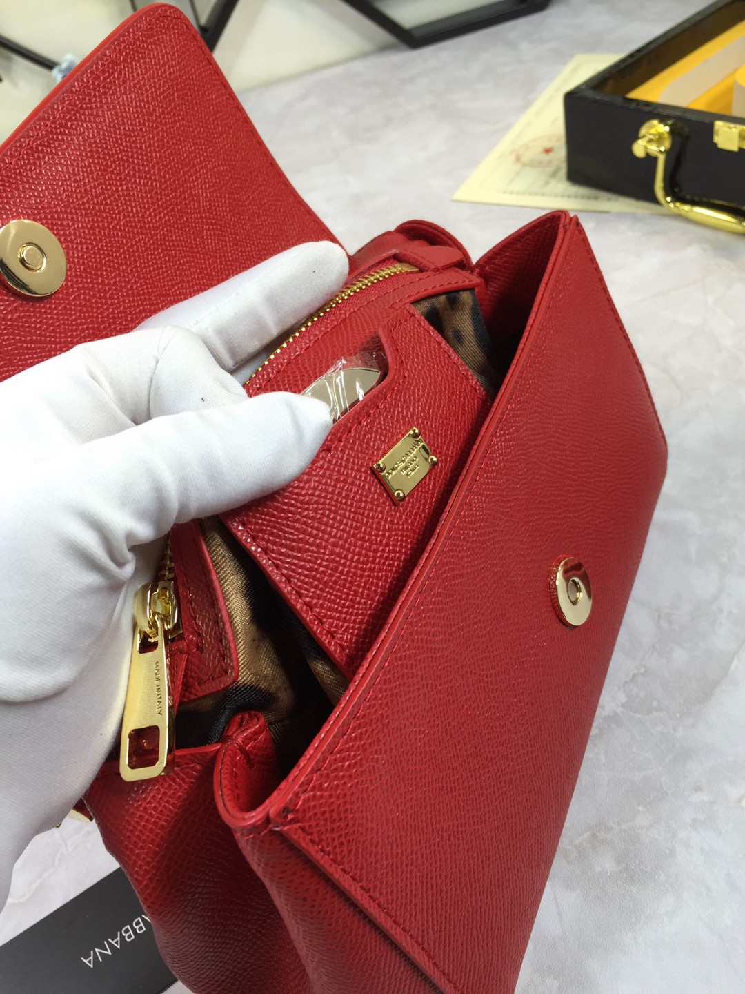 Dolce & Gabbana Medium Sicily Handbag In Dauphine Red For Women 10.2in/26cm DG BB4347A100180303