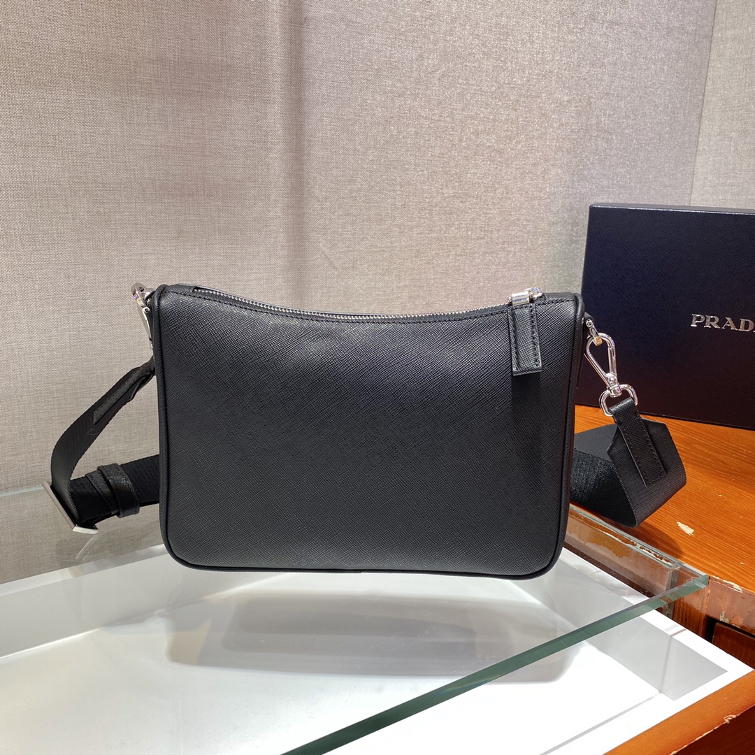 Pra*a Re-Nylon And Saffiano Shoulder Bag Black For Women, Women’s Bags 9.4in/24cm 2VH113_2DMH_F0002_V_OOP