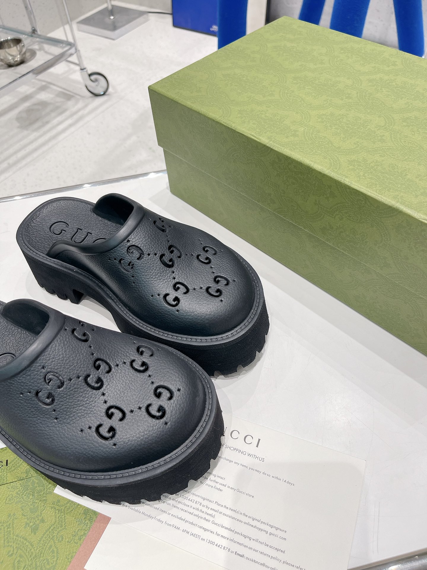 Gvc*1 Women’s Platform Perforated G Sandal Black For Women GG 663577 JFB00 1000