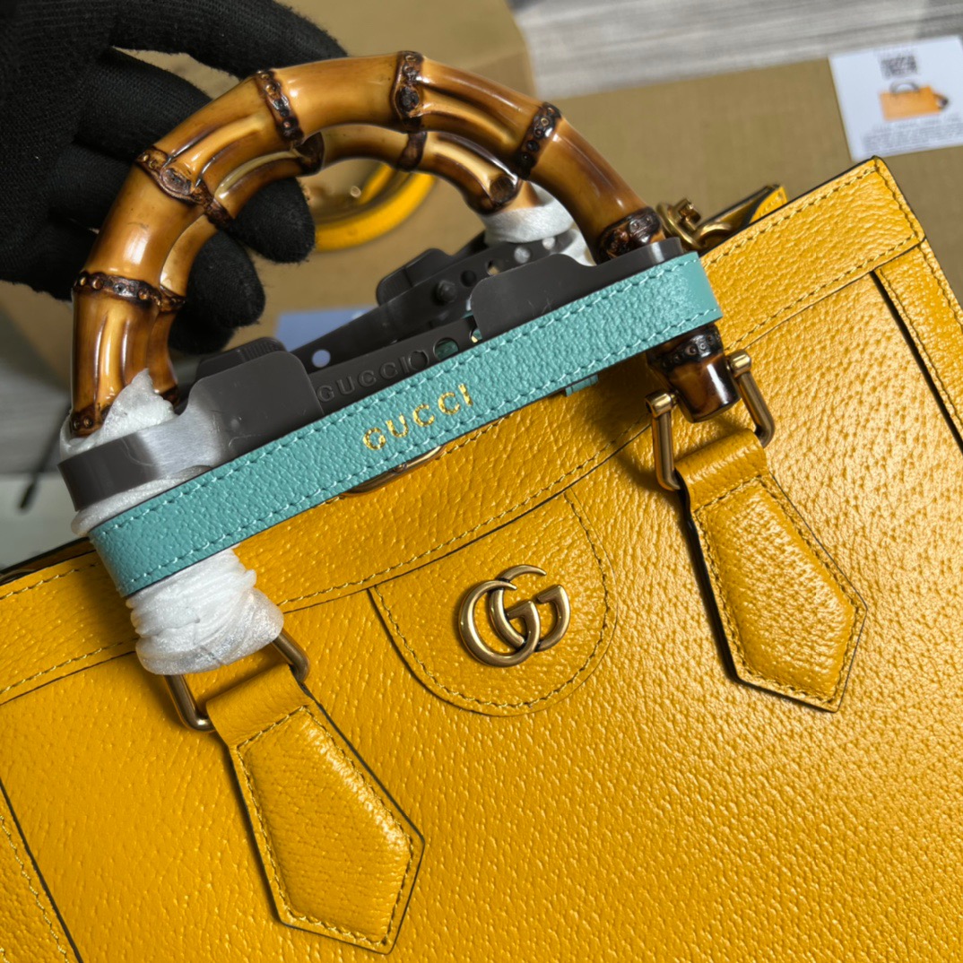 Gvc*1 Diana Medium Tote Bag Yellow For Women, Women’s Bags 11in/27cm GG 