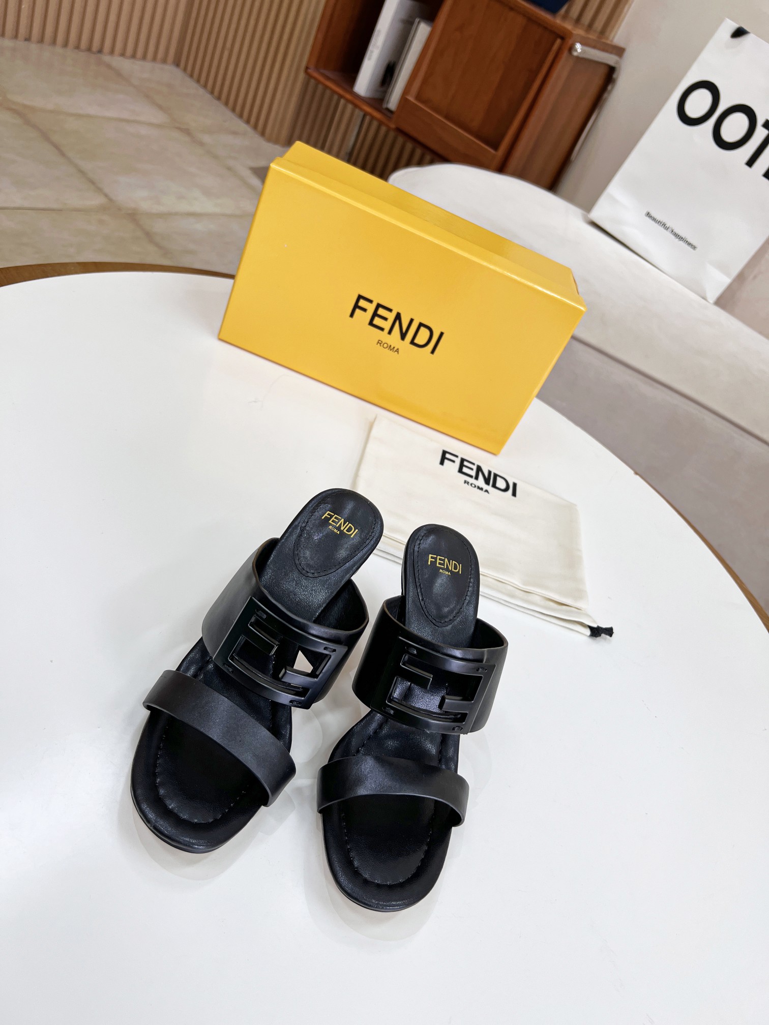 F**di Baguette Black Heels For Women 8R8287AE7TF0ABB
