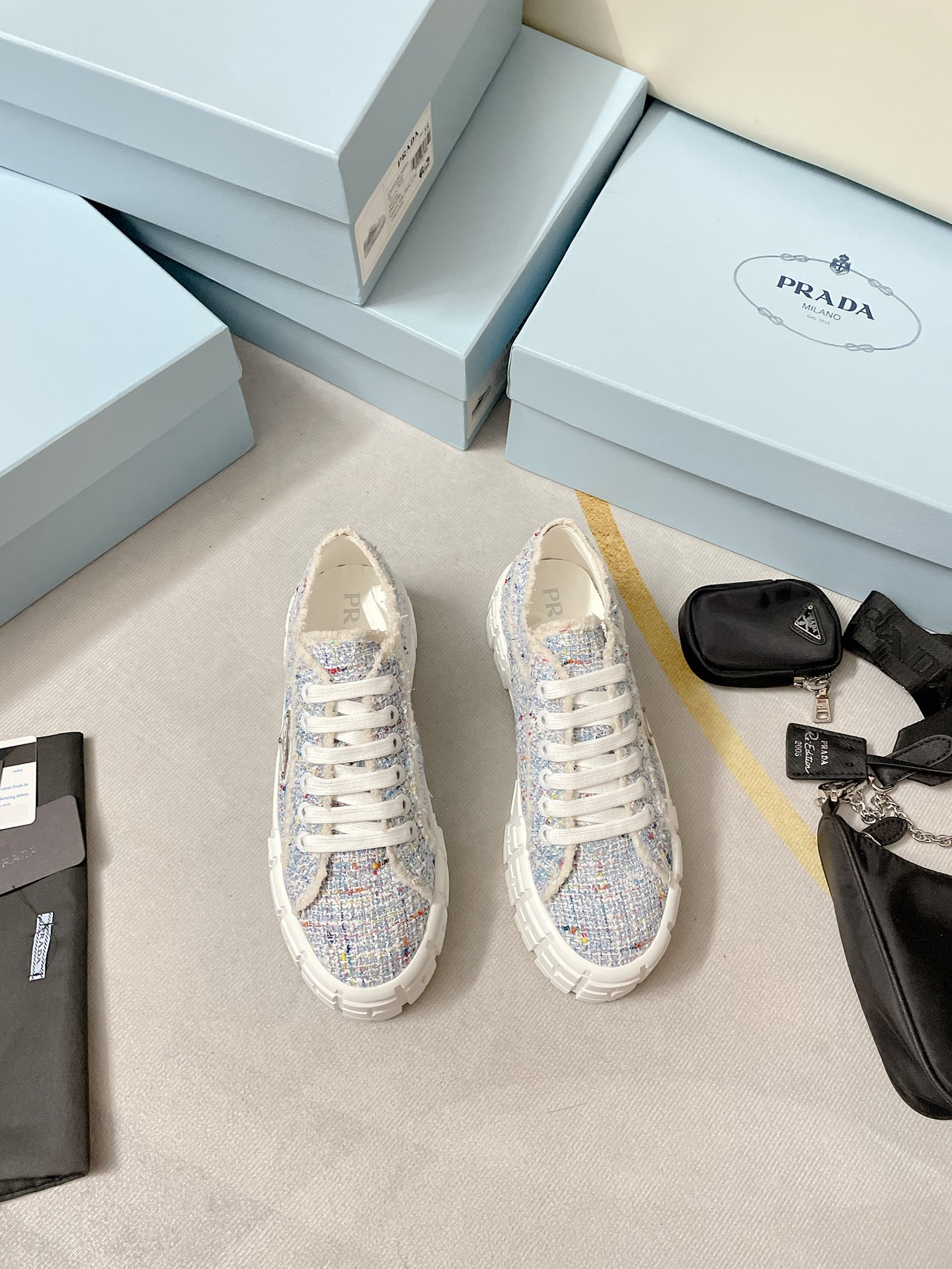 Pra*a Double Wheel Gabardine Sneakers Light Blue For Women 2in/50mm PRD