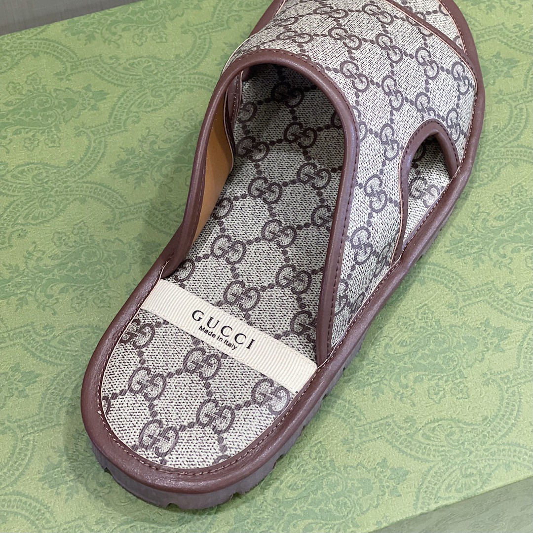 Gvc*1 Men’s GG Svp*me Slide Sandal Brown And Beige For Men 624879 96G60 9762