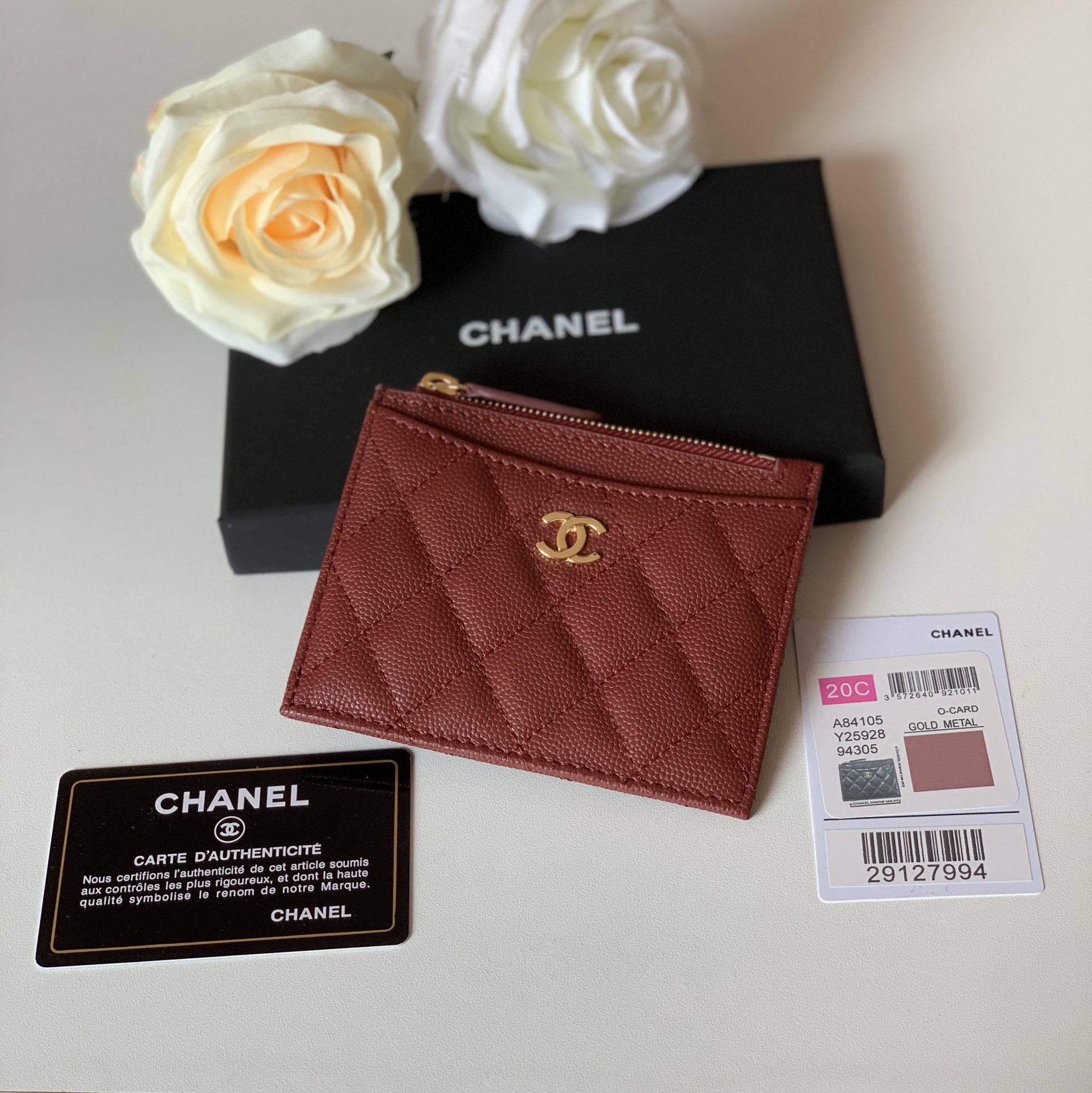Ch**el Flat Card Holder Red Bag For Women 11.5cm/4.5in