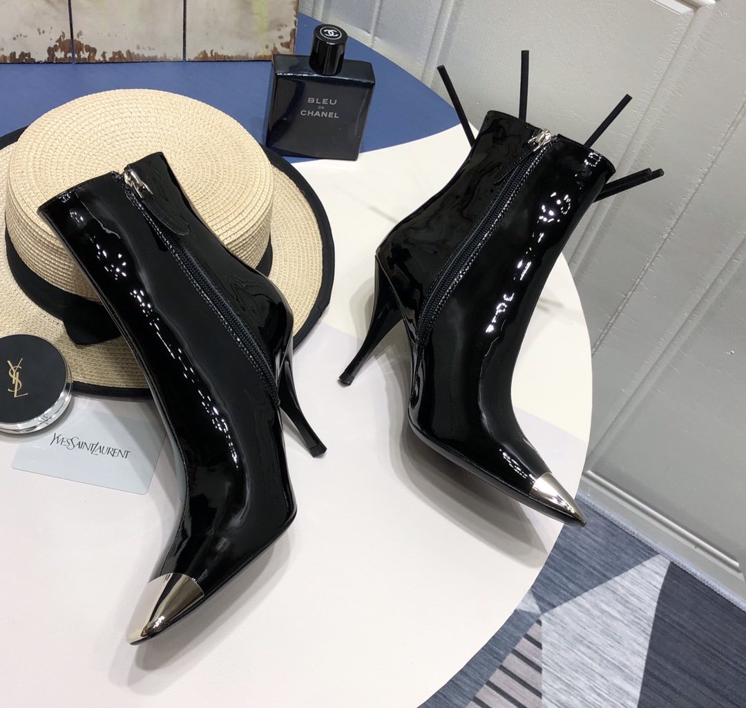Sa1nt Lau*nt Women’s Marita Square Toe Stiletto Ankle Boots Black For Women Y51