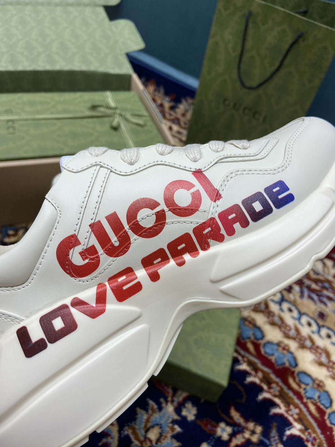Gvc*1 Men’s Rhyton Sneakers With Gvc*1 Love Parade Red White Ivory For Men 524990