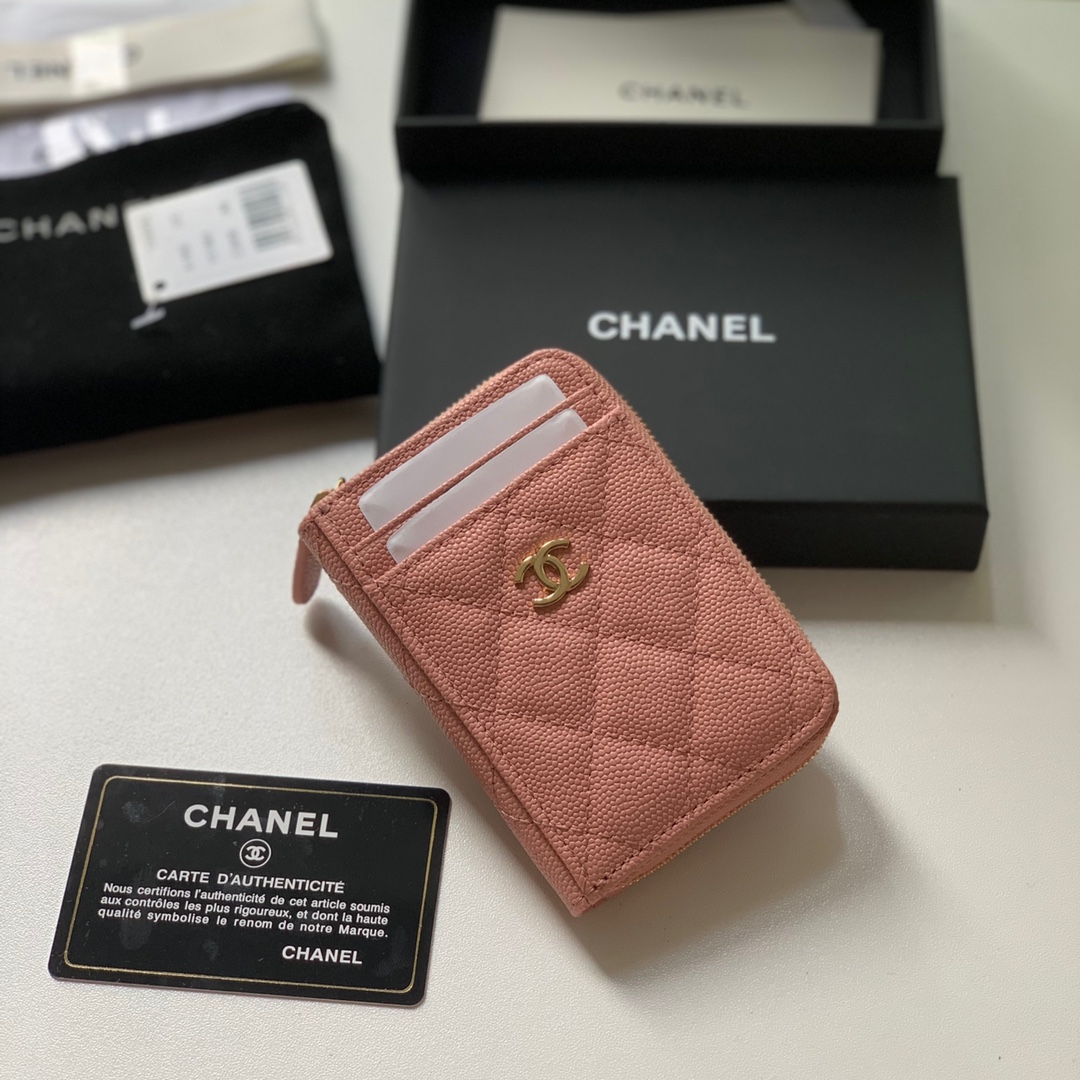 Ch**el Zipped Coin Purse Pink Bag For Women 10.9cm/4.3in AP1650 Y33352 NI687