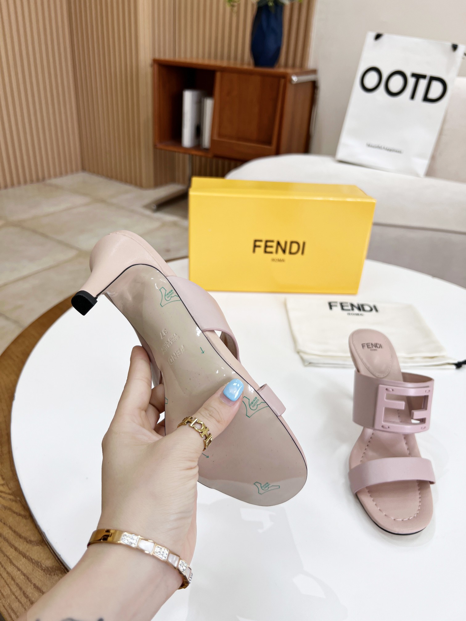 F**di Baguette Pink Heels For Women