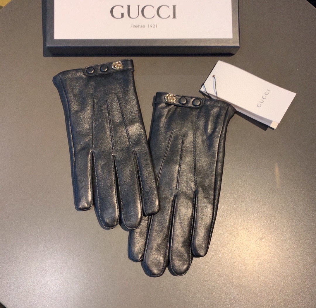 Gvc*1 Gloves With Signature Double G Motif In Black