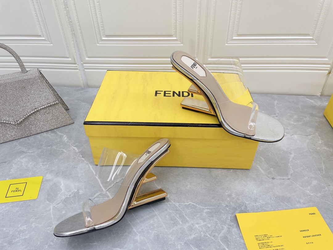 F**di First White Transparent High-Heeled Sandals For Women
