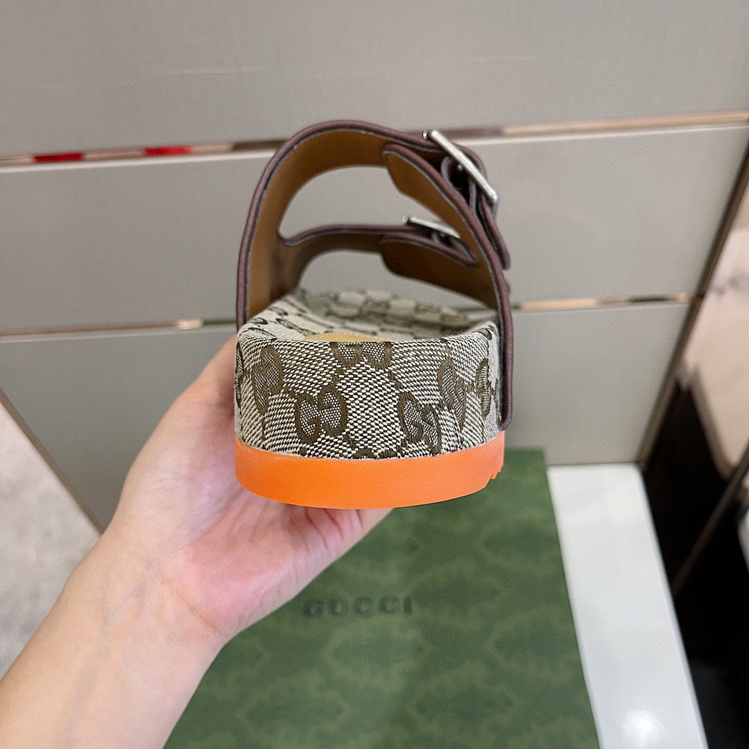Gvc*1 Men’s Slide Sandal With Straps Gray Orange For Men 658020 2HK60