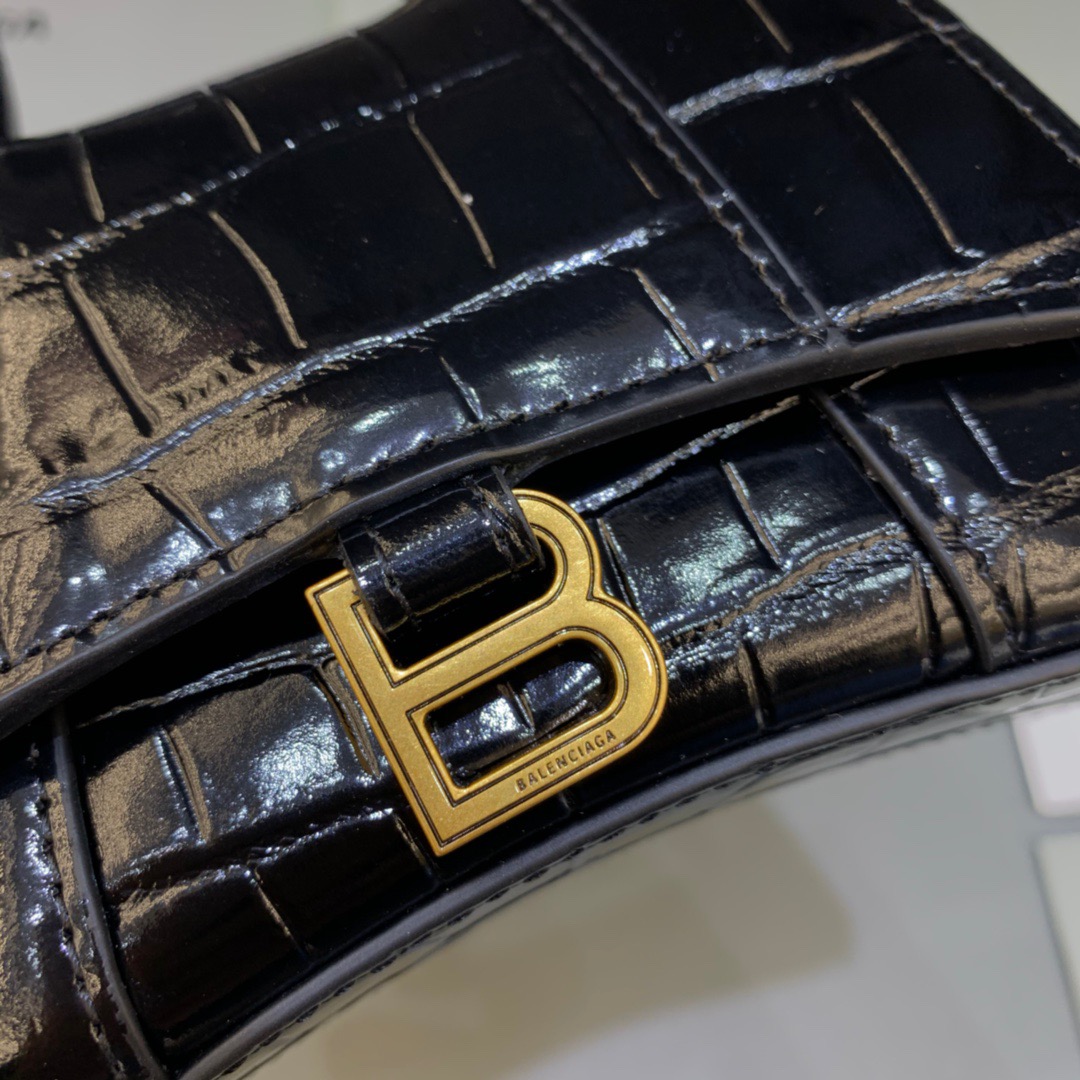 Ba1en*iaga Hourglass Mini Handbag With Chain In Black, For Women, Women’s Bags 4.7in/12cm