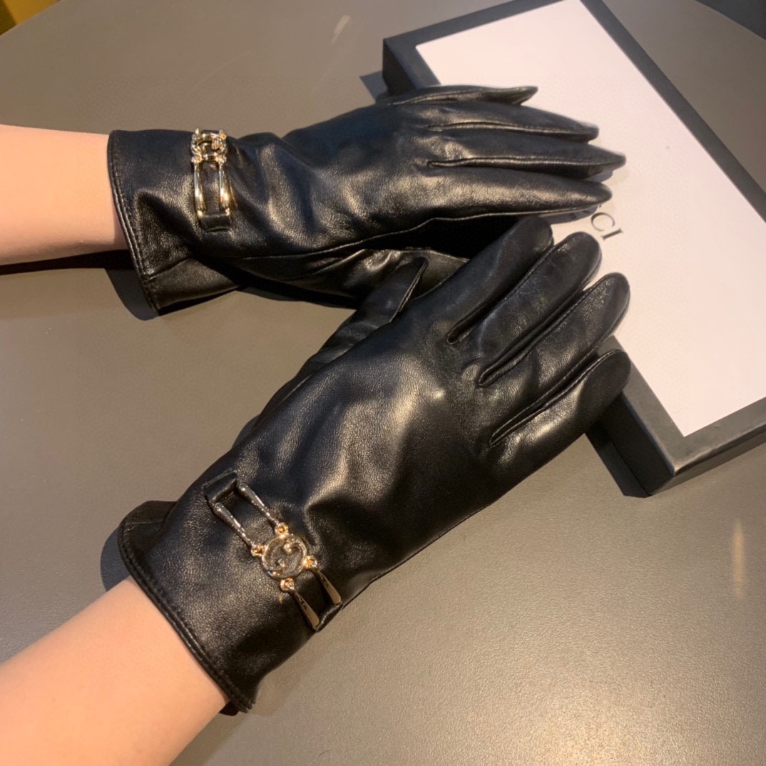 Gvc*1 Gloves With Signature Double G Motif In Black