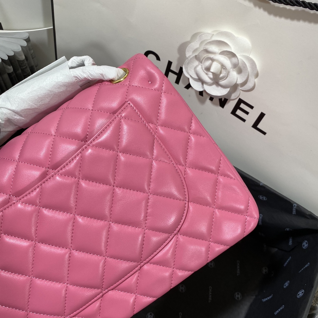 Ch**el Large Classic Handbag Gold Hardware Pink For Women, Women’s Handbags, Shoulder Bags 11.8in/30cm
