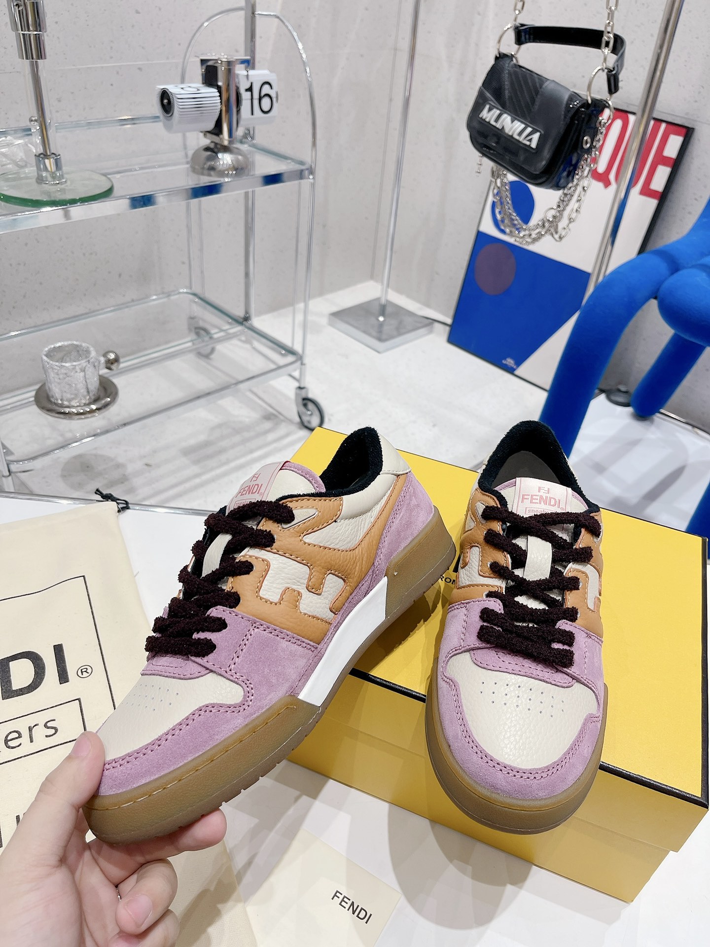 F**di Match Pink Low Tops For Women 8E8252AI1NF1H1C