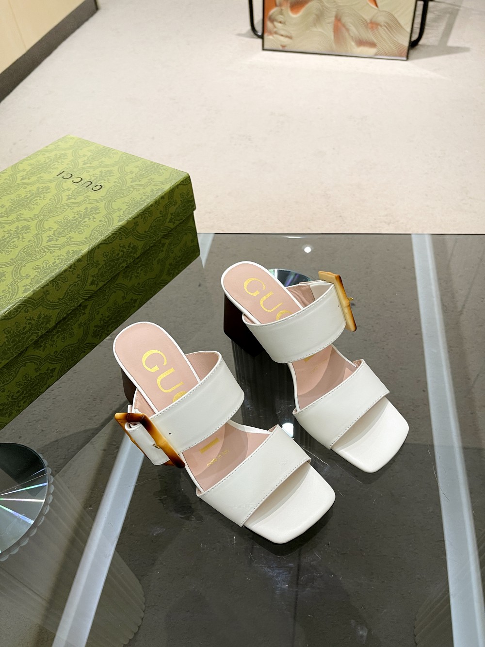 Gvc*1 Women’s Sandal With Bamboo Buckle White For Women GG 674821 C9D00 9022